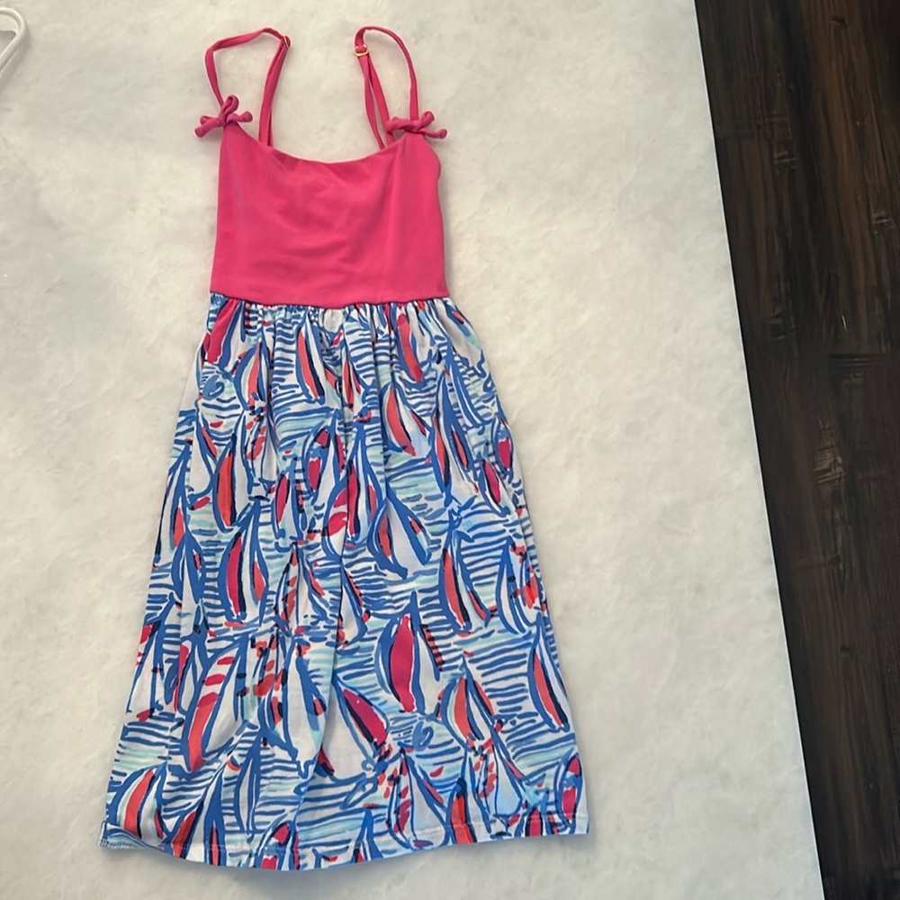 Lilly Pulitzer spaghetti strap cotton dress with sailboat pattern